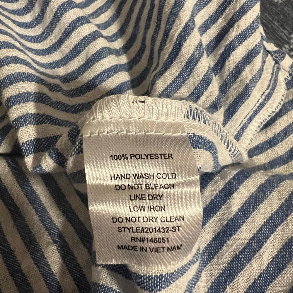 Navy and White Striped Button-Up shirt - Picture 5 of 7